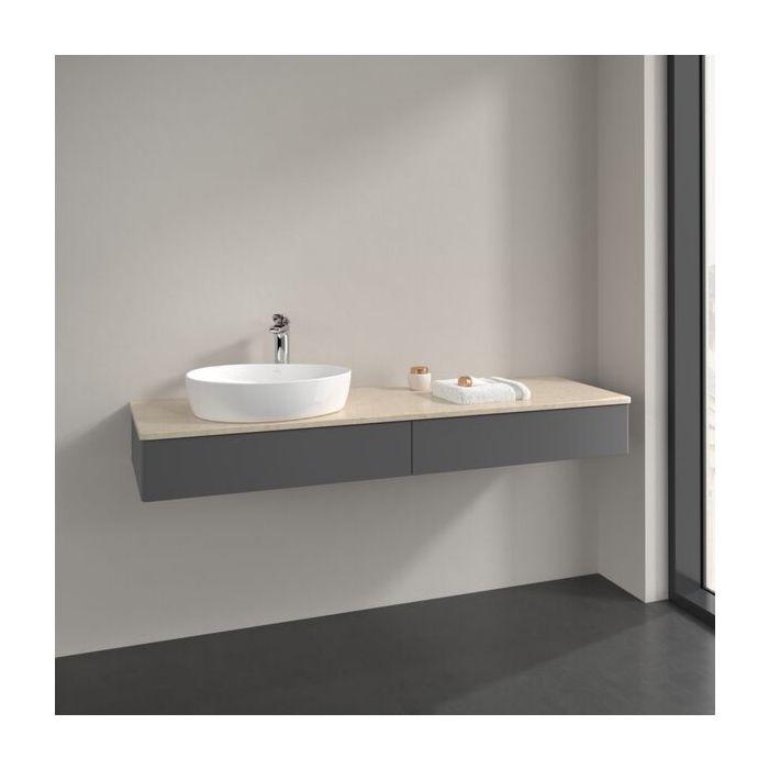 Villeroy Und Boch Antao Waschtisch-Unterschrank L15053GK 160X19X50Cm, Hahnlochbohrung, Waschbeckenplattenfarbe Botticino, Anthracite Matt Lacquer