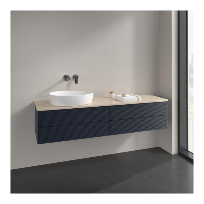 Villeroy Und Boch Antao Waschtisch-Unterschrank L26113HG 160X36X50Cm, Waschbeckenplattenfarbe Botticino, Midnight Blue Matt Lacquer, Mit Beleuchtung
