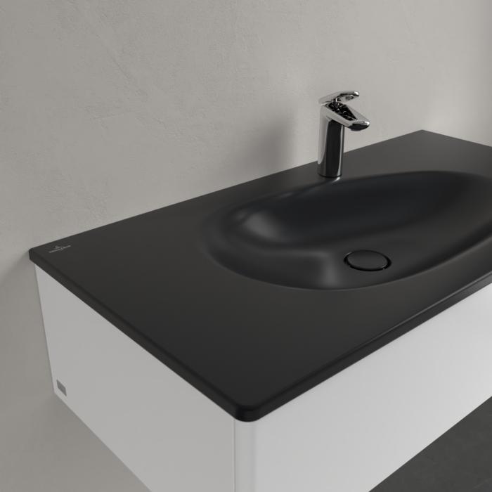 Villeroy Und Boch Antao Schrankwaschtisch 4A76A2R7 100X50Cm, Eckig, 1 Hahnloch, Ohne ÜBerlauf, Pure Black C-Plus