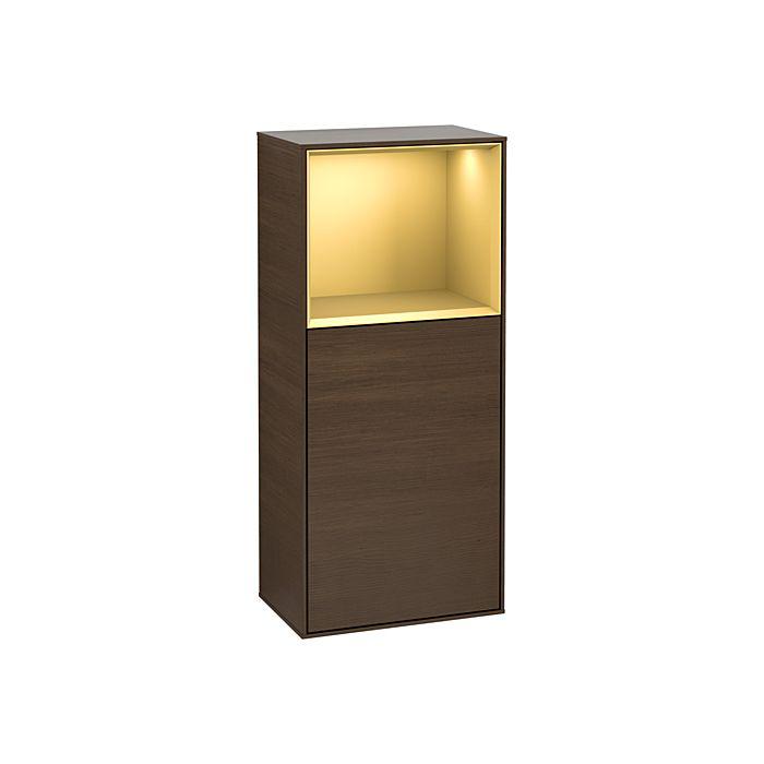 Villeroy und Boch Finion Seitenschrank G530HFGN 41,8cm, rechts, Ladestation, Emotion, Regal Gold Matt Lacquer, Walnut veneer
