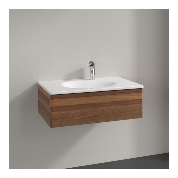 Villeroy Und Boch Antao Waschtisch-Unterschrank L01000HM 78,8X25,6X49,6Cm, Ohne Frontstruktur, Warm Walnut, Mit Beleuchtung