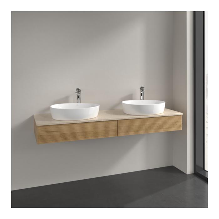 Villeroy Und Boch Antao Waschtisch-Unterschrank K17153HN 160X19X50Cm, Hahnlochbohrung, Waschbeckenplattenfarbe Botticino, Honey Oak