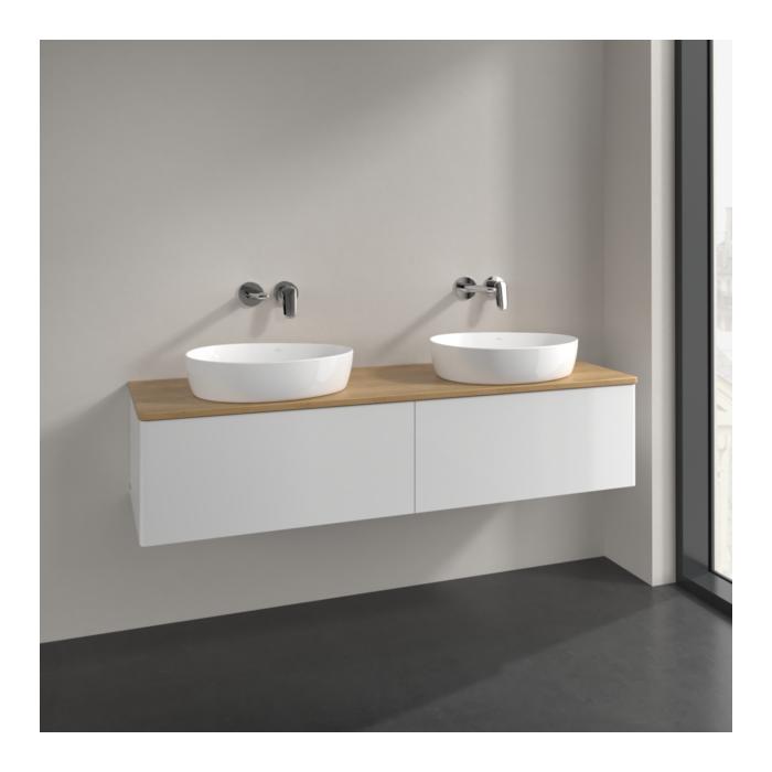 Villeroy Und Boch Antao Waschtisch-Unterschrank L39011GF 160X36X50Cm, Waschbeckenplattenfarbe Honey Oak, Glossy White Lacquer, Mit Beleuchtung