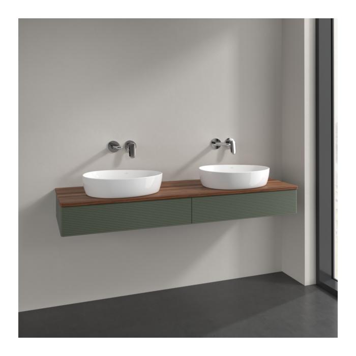 Villeroy Und Boch Antao Waschtisch-Unterschrank K17112HL 160X19X50Cm, Waschbeckenplattenfarbe Warm Walnut, Leaf Green Matt Lacquer