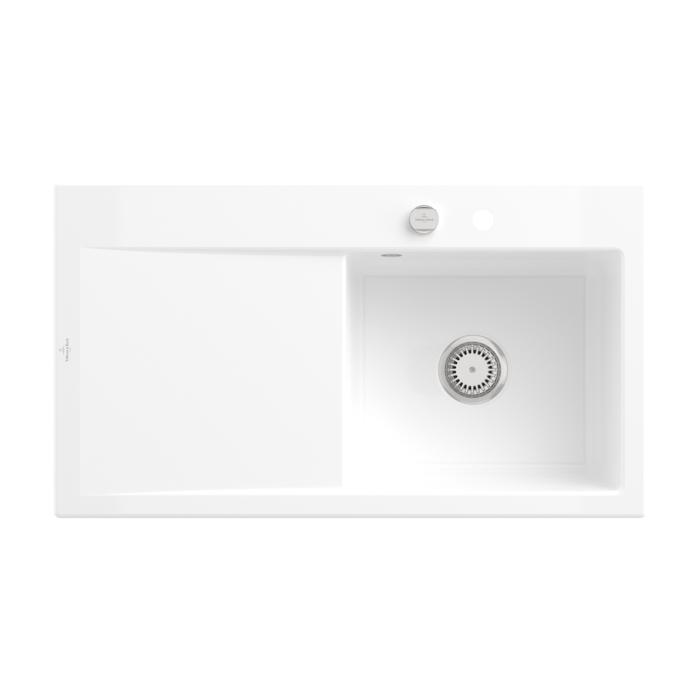 Villeroy Und Boch Subway Style 50 EinbauspüLe 335102R1 Becken Rechts, 900 X 510 Mm, Ablaufgarnitur Mit ExcenterbetäTigung, Weiß