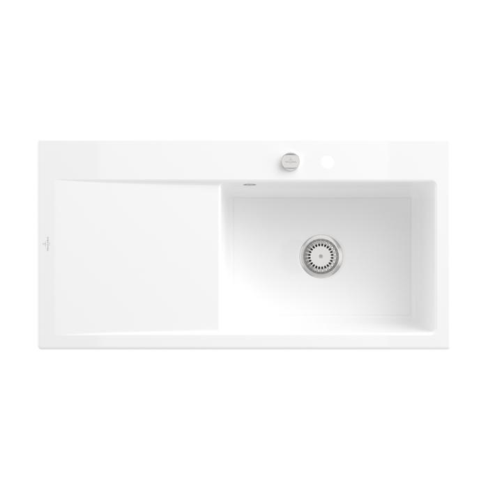 Villeroy Und Boch Subway Style 60 SpüLe 336102R1 Rechts, Mit Ablaufgarnitur, ExcenterbetäTigung, 1000 X 510 Mm, Weiß Alpin Ceramicplus