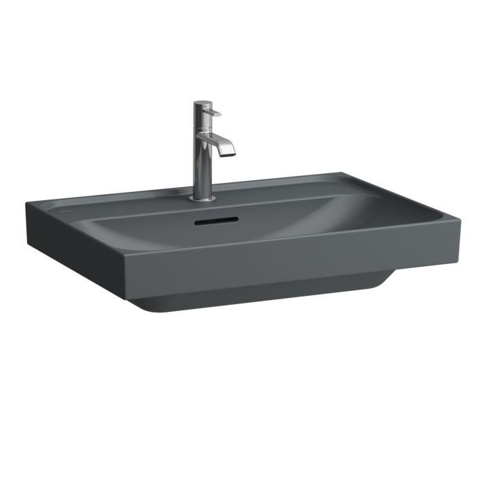 Laufen Meda Waschtisch H8101147581041 65X46Cm, UnterbaufäHig, Mit ÜBerlauf, 1 Hahnloch Pro Becken, Graphit Matt