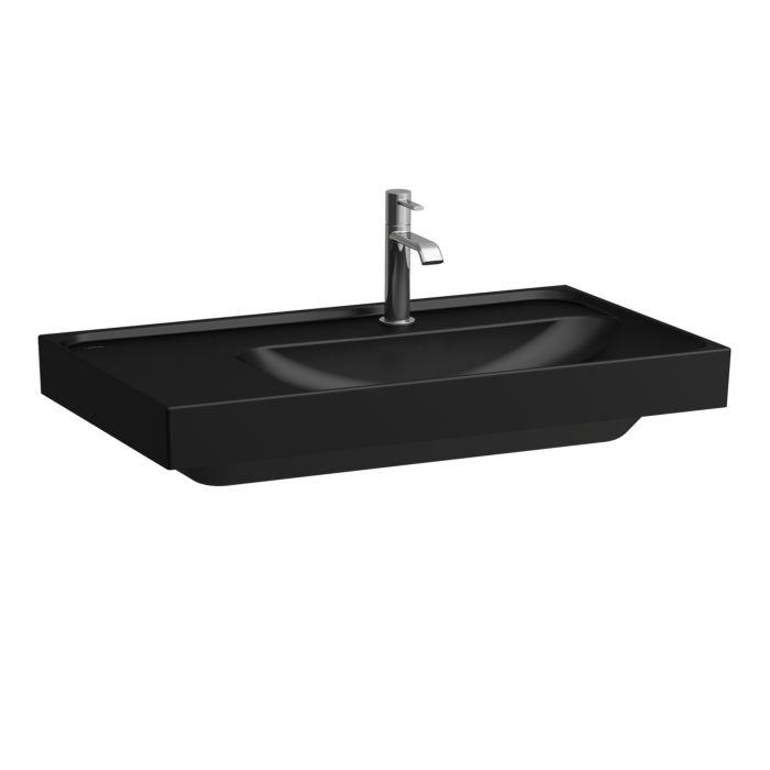 Laufen Meda Waschtisch H8171157161581 80X46Cm, UnterbaufäHig, Ablage Links, Ohne ÜBerlauf, 3 HahnlöCher, Schwarz Matt