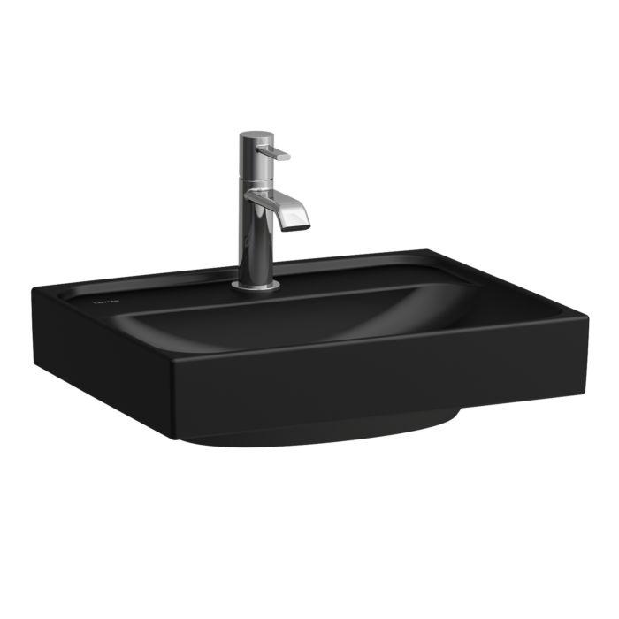 Laufen Meda Aufsatz-Handwaschbecken H8161117161111 45X35Cm, Ohne ÜBerlauf, 1 Hahnloch Pro Becken, Schwarz Matt