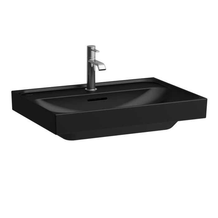 Laufen Meda Aufsatzwaschtisch H8161147161041 65X46Cm, Mit ÜBerlauf, 1 Hahnloch Pro Becken, Schwarz Matt