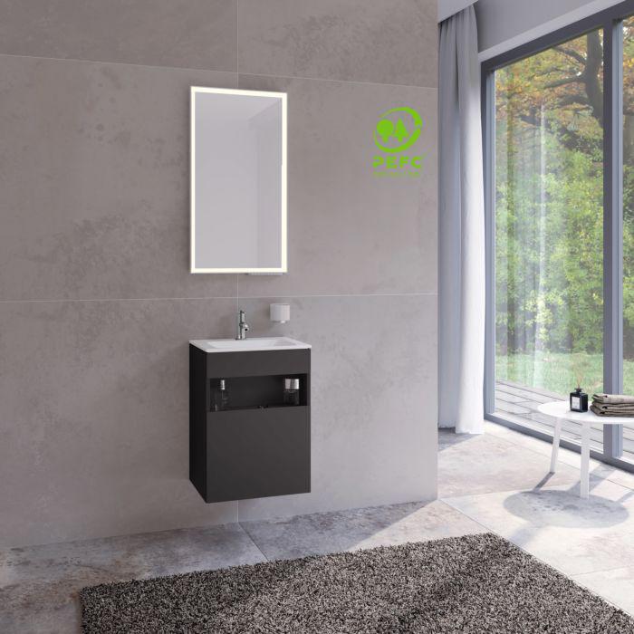 Keuco Stageline Waschtisch-Unterschrank 32822970001 Dekor Vulkanit, Glas Vulkanit Satiniert, 46X62,5X38Cm, Ohne Elektrik, Links