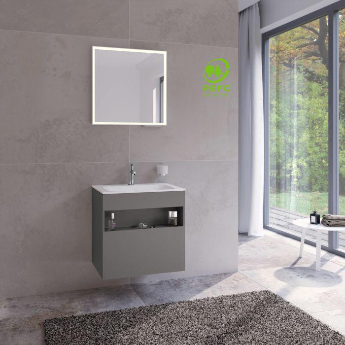 Keuco Stageline Waschtisch-Unterschrank 32852290000 65 X 62,5 X 49 Cm, Lack Inox Seidenmatt, Glas Inox Satiniert, Ohne Elektrik