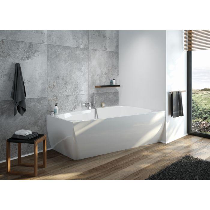 Hoesch Isensi Badewanne 3871.010 170X100Cm, Rechts, Weiß, 174 L, ÜBerlaufbefüLlung, Chrom