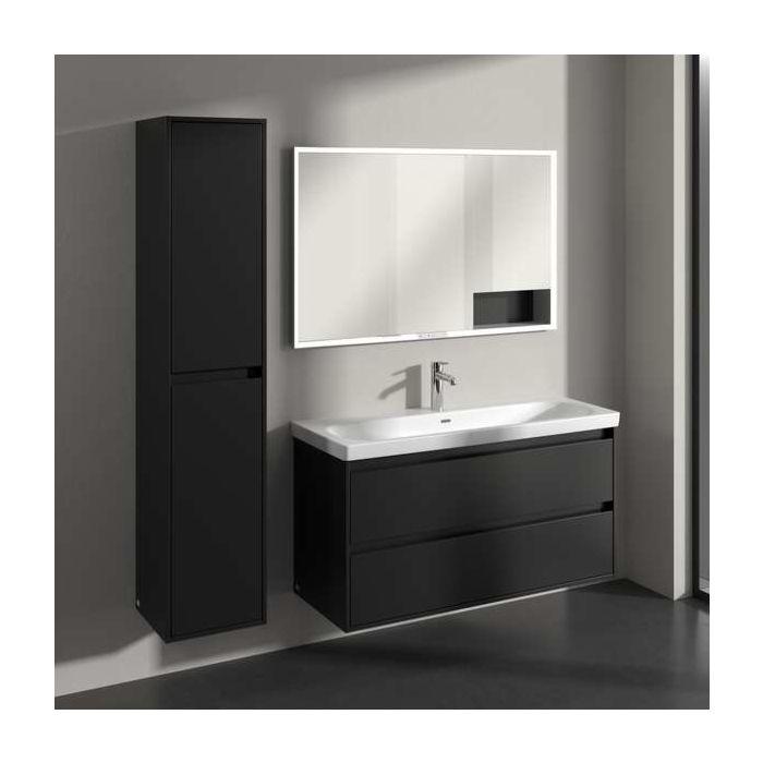 Villeroy und Boch Skyla Hochschrank C80100VL 2 Türen, 350 x 1700 x 349 mm, Volcano Black / Volcano Black