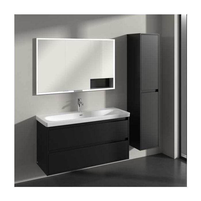 Villeroy und Boch Skyla Hochschrank C80101VL 2 Türen, 350 x 1700 x 349 mm, Volcano Black / Volcano Black