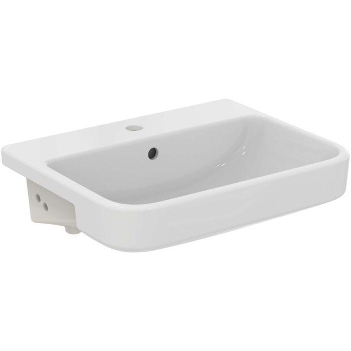 Ideal Standard I.Life B Halbeinbau-Waschtisch T4611MA Mit Hahnloch Und ÜBerlauf, 55 X 44 X 17Cm, Weiß Ideal Plus