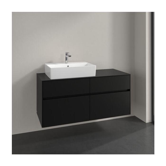 Villeroy Und Boch Collaro Waschtischunterschrank C129B0VL 120X54,8X50Cm, Waschtisch Links, Led-Beleuchtung 8,8 W, Volcano Black