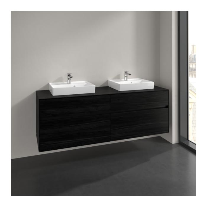 Villeroy Und Boch Collaro Waschtischunterschrank C021B0AB 160X54,8X50Cm, FüR 2 Waschtische, Mit Led-Beleuchtung, Black Oak