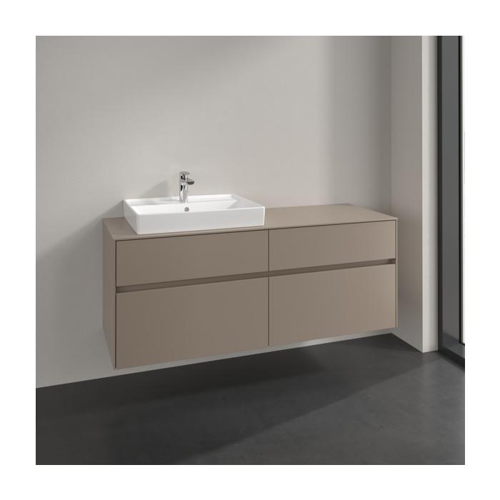 Villeroy Und Boch Collaro Waschtischunterschrank C085B0VM 140X54,8X50Cm, Waschtisch Links, Led-Beleuchtung 10,4W, Taupe