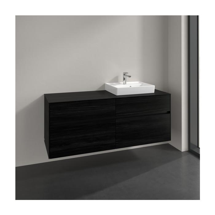 Villeroy Und Boch Collaro Waschtischunterschrank C075B0AB 140X54,8X50Cm, Waschtisch Rechts, Led-Beleuchtung 10,4W, Black Oak