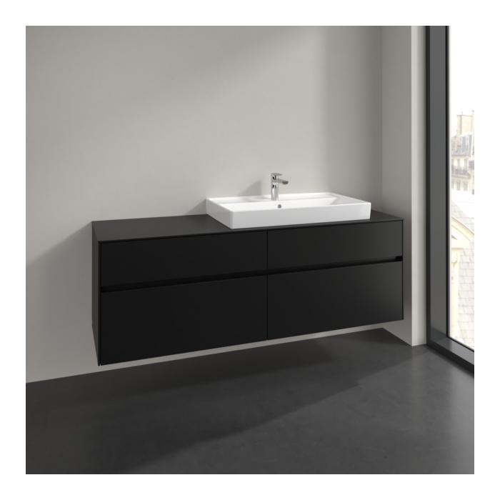 Villeroy Und Boch Collaro Waschtischunterschrank C027B0VL 160X54,8X50Cm, Waschtisch Rechts, Led-Beleuchtung 12W, Volcano Black