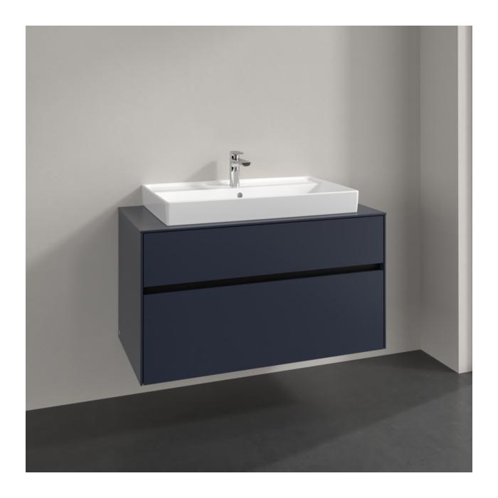 Villeroy und Boch Collaro Waschtischunterschrank C020B0VQ 100x54,8x50cm, Waschtisch mittig, LED-Beleuchtung 7,3 W, marine blue
