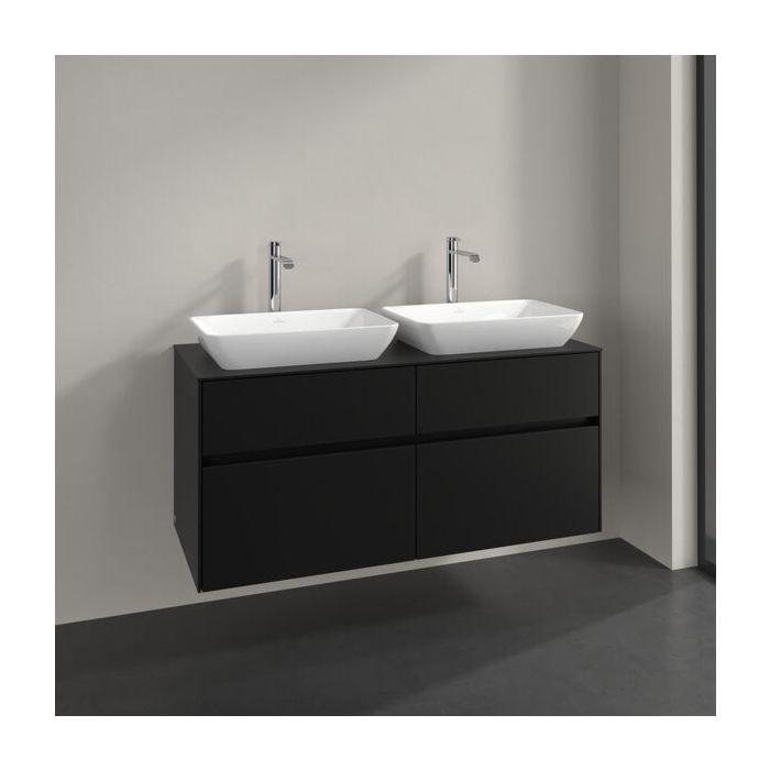 Villeroy Und Boch Collaro Waschtischunterschrank C115B0VL 120X54,8X50Cm, FüR 2 Waschtische, Led-Beleuchtung 8,8W, Volcano Black