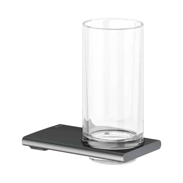 Keuco Edition 400 Glashalter 11550139000 Schwarzchrom GebüRstet, Mit Echtkristallglas
