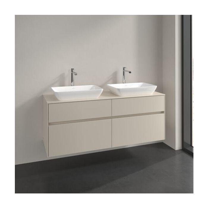 Villeroy Und Boch Collaro Waschtischunterschrank C119B0VN 140X54,8X50Cm, FüR 2 Waschtische, Led-Beleuchtung 10,4 W, Cashmere Grey