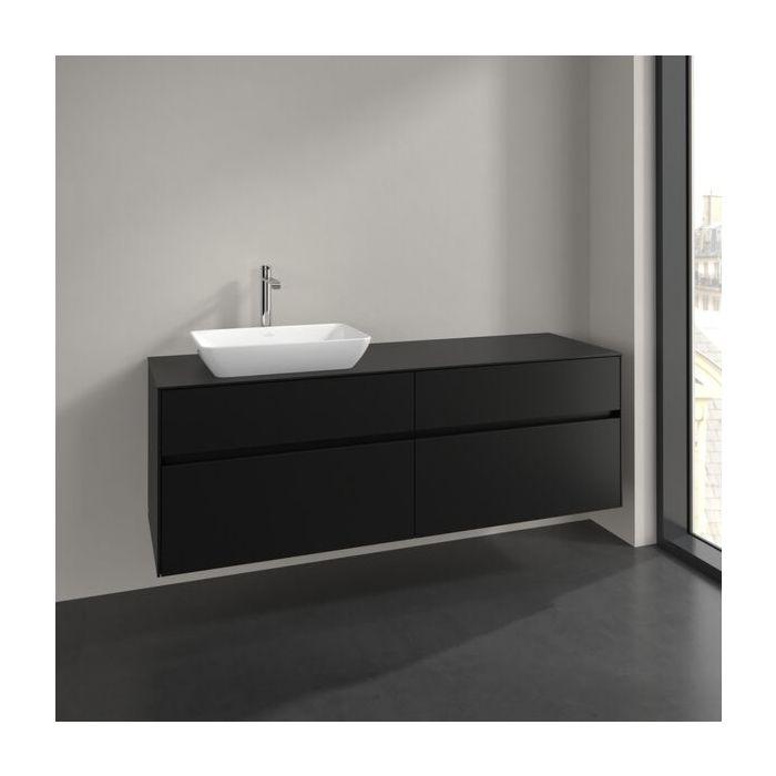 Villeroy Und Boch Collaro Waschtischunterschrank C121B0VL 160X54,8X50Cm, Waschtisch Links, Led-Beleuchtung 12W, Volcano Black