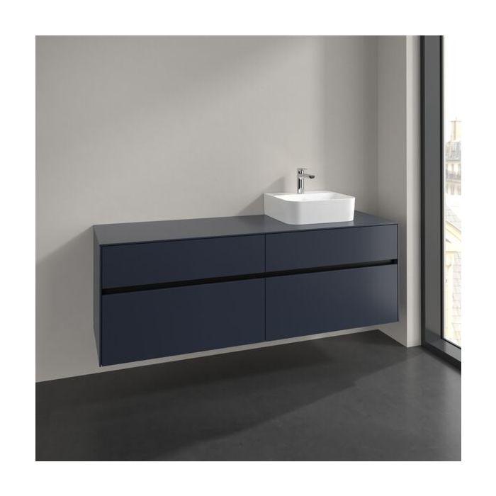 Villeroy und Boch Collaro Waschtischunterschrank C106B0VQ 160x54,8x50cm, Waschtisch rechts, LED-Beleuchtung 12W, marine blue