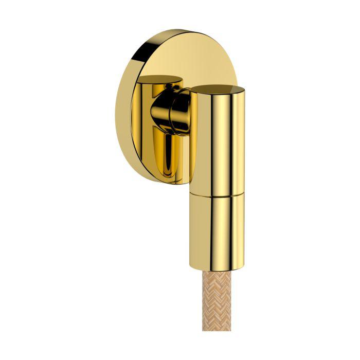 Hansgrohe Fixfit Fine S Wandanschluss 28882990 Mit RüCkflussverhinderer, S, Rund, Polished Gold Optic