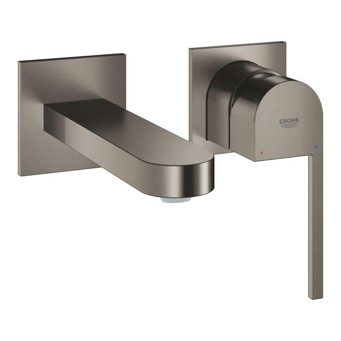Grohe Plus Fertigmontageset 29303AL3 Hard Graphite GebüRstet, Waschtisch-2-Loch-Wandarmatur, Ausladung 14,7Cm