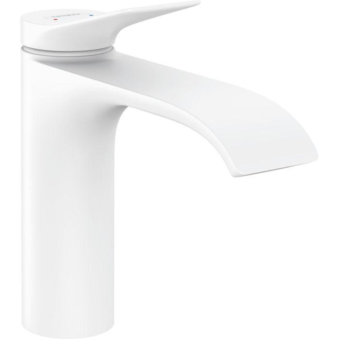 Hansgrohe Vivenis 110 Waschtischarmatur 75020700 Mit Zugstangen-Ablaufgarnitur, Weiß Matt