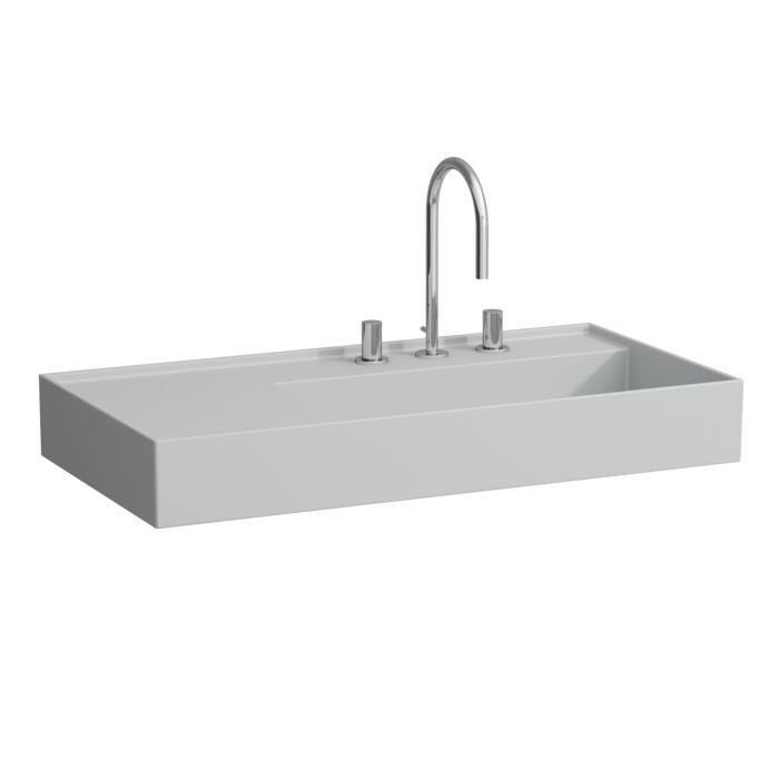 Laufen Kartell Waschtisch 8103397591581, 90X46Cm, Grau, Ablage Links, 3 HahnlöCher, Saphirkeramik