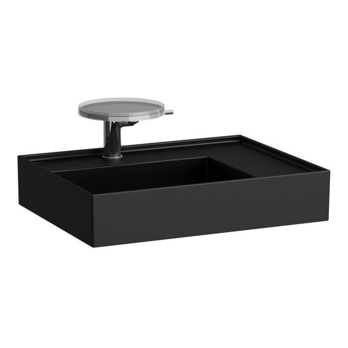 Laufen Kartell Waschtisch H8103347161111 60X46Cm, Ablage Rechts, Ohne ÜBerlauf, 1 Hahnloch, Schwarz Matt
