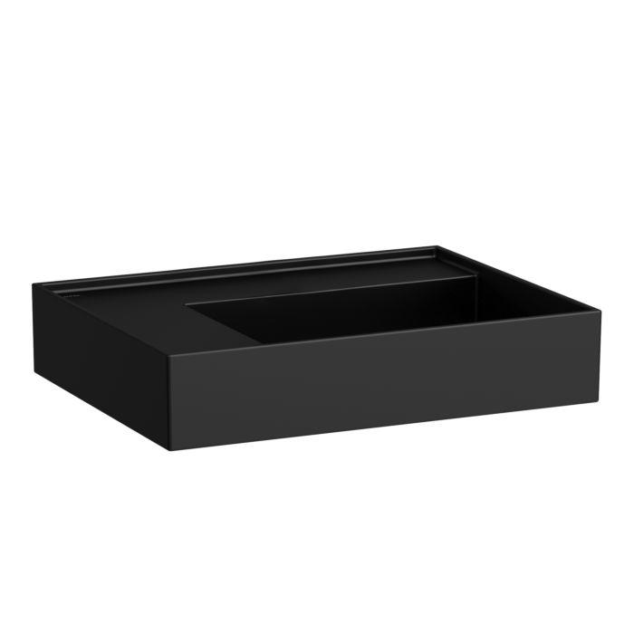 Laufen Kartell Waschtisch H8103357161121 60X46Cm, Ablage Links, Ohne ÜBerlauf, Ohne Hahnloch, Schwarz Matt