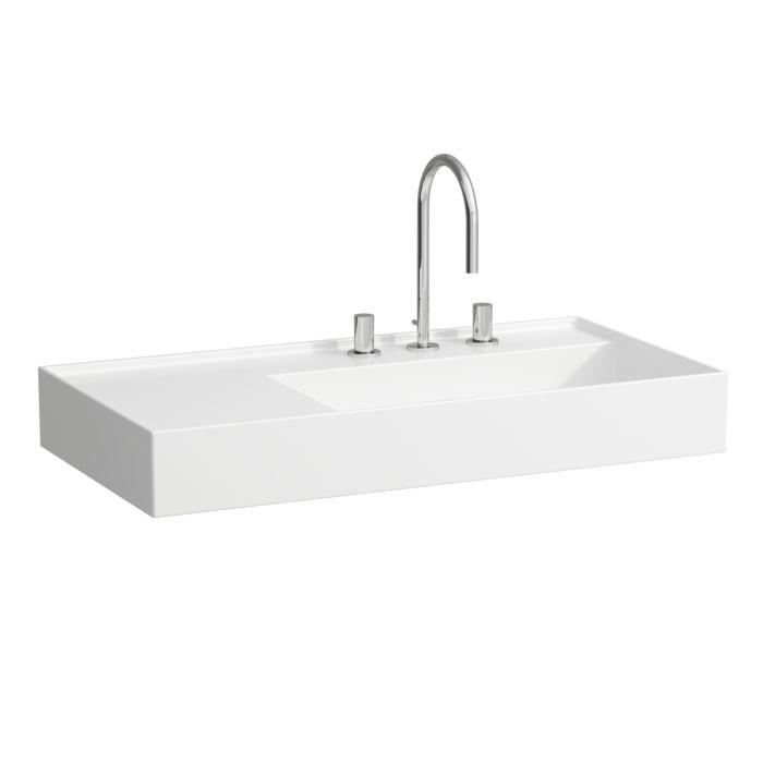 Laufen Kartell Waschtisch 8103394008151, 90X46Cm, Weiß Lcc, Ablage Links, 2 Hahnl., Saphirkeramik