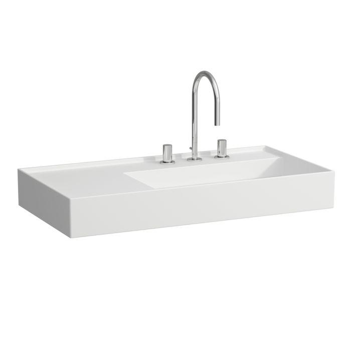 Laufen Kartell Waschtisch 8103397571111, 90X46Cm, Weiß Matt, Ablage Links, 1 Hahnloch, Saphirkeramik