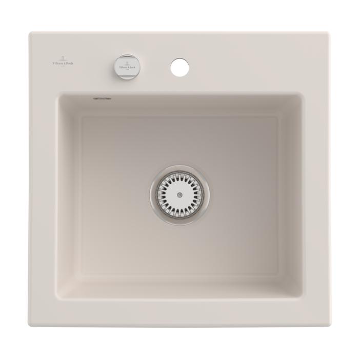 Villeroy Und Boch Subway 50 S EinbauspüLe 331502KR Mit Ablaufgarnitur, ExcenterbetäTigung, 525 X 510 Mm, Crema Ceramicplus