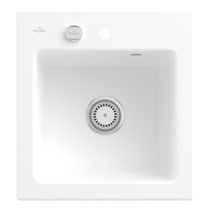 Villeroy & Boch Subway 45 Xs EinbauspüLe 678102RW Mit Ablaufgarnitur Und ExzenterbetäTigung, 475 X 510 Mm, Stone White