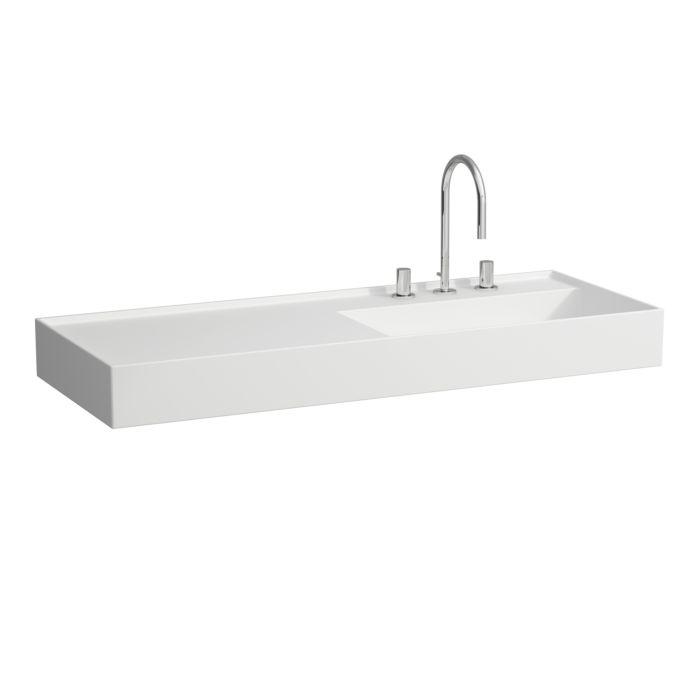 Laufen Kartell Waschtisch H8133337571581 120X46Cm, Ablage Links, Ohne ÜBerlauf, 3 HahnlöCher, Weiß Matt
