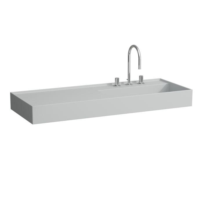 Laufen Kartell Waschtisch H8133337591111 120X46Cm, Ablage Links, Ohne ÜBerlauf, 1 Hahnloch, Grau Matt
