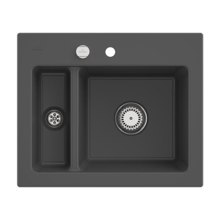 Villeroy Und Boch Subway 60 Xm EinbauspüLe 678002I4 Mit Ablaufgarnitur, ExcenterbetäTigung, 620 X 510 Mm, Graphite Ceramicplus