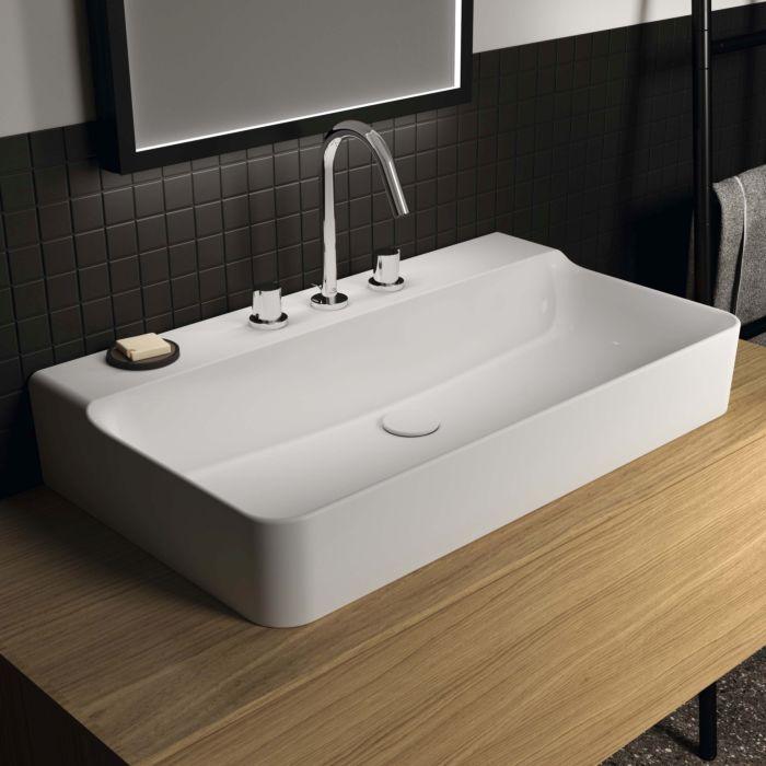 Ideal Standard Conca Waschtisch T383001 Mit 3 HahnlöChern, Ohne ÜBerlauf, Geschliffen, 800 X 450 X 145 Mm, Weiß