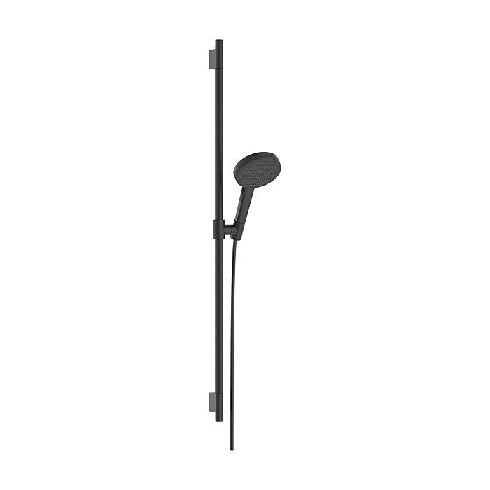 Hansgrohe Raindance Alive Select S Duschset 24603340 3 Strahlarten Wassersparend Mit Duschstange Unica S Puro 90 Cm, Brushed Black Chrome