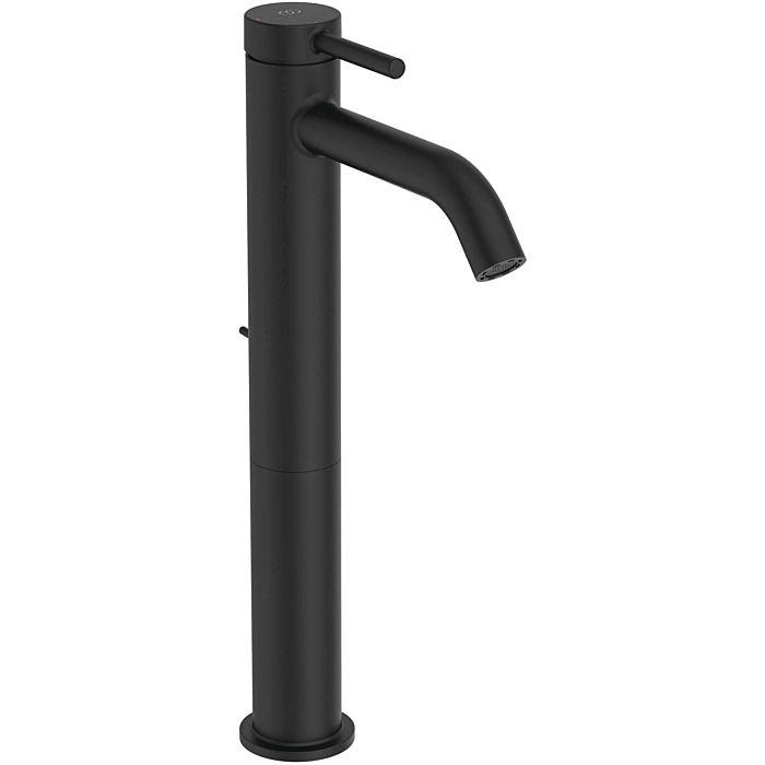 Ideal Standard Ceraline Nuovo H240 Waschtischarmatur BD763XG VerläNgerter Sockel, Dn 15, Bluestart, Metall-Ablaufgarnitur, Silk Black