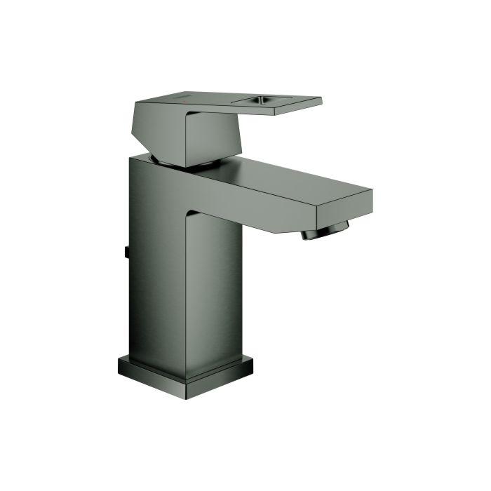 Grohe Eurocube Waschtischarmatur 23127AL0 Hard Graphite GebüRstet, S-Size, Mit Ablaufgarnitur, Ohne Durchflussbegrenzer