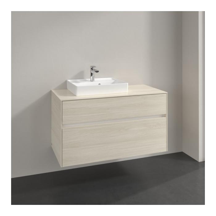 Villeroy Und Boch Collaro Waschtischunterschrank C014B0AA 100X54,8X50Cm, Waschtisch Links, Led-Beleuchtung 7,3 W, White Oak