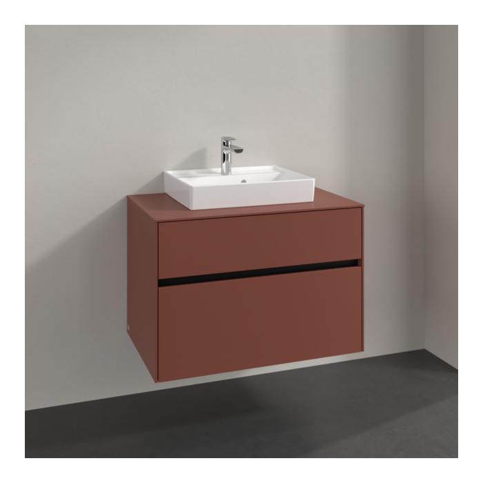 Villeroy Und Boch Collaro Waschtischunterschrank C069B0AH 80X54,8X50Cm, Waschtisch Mittig, Led-Beleuchtung 5,7 W, Wine Red